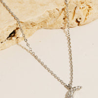 Cubic Zirconia Pave Moon Pendant Chain Necklace