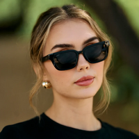 Vivian - Women’s Rectangular Polarized or Tinted Sunglasses - Black