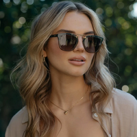 Demi - Women's Polarized Square Sunglasses - Desert Sage / Brown