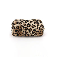 Quilted Leopard Print Zip Cosmetic Pouch: leopard
