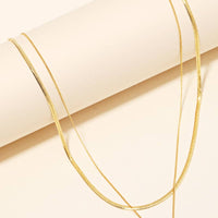 Double Chain Rhinestone Charm Necklace - Gold