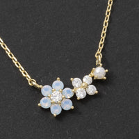 Gold Dipped Dual Cz Daisy Cluster Pendant Necklace: Gold