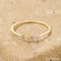 Delicate Gold Dipped Cubic Zirconia Floral Ring