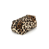 Quilted Leopard Print Zip Cosmetic Pouch: leopard