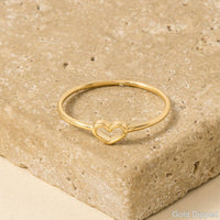 Dainty Open Heart Shape Fashion Ring: Gold