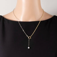 Pearl Drop Ring Lariat Y-Necklace