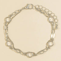 Layered Bezel Crystal Station Bracelet: Rhodium Crystal