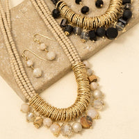 Mixed Beaded Layered Statement Necklace Set
