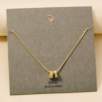 Pave And Geometric Ring Charms Chain Necklace
