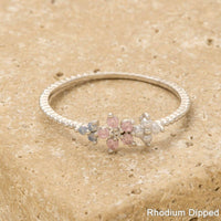 Delicate Gold Dipped Cubic Zirconia Floral Ring