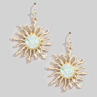 Glitter Resin Sun Dangle Earrings: Blue
