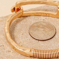 Hammered Rectangle Coil Spring Hook Bangle Bracelet