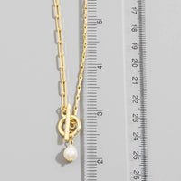 Toggle Chain Pearl Charm Necklace: Silver