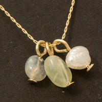 Stone And Pearl Charms Dainty Chain Necklace