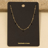 Dainty Mix Bead Charm Necklace: Grey