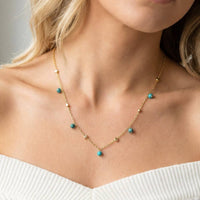 Dainty Mix Bead Charm Necklace: Turquoise