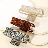 Assorted Acetate Pattern Rectangle Hair Claw Set: MULTI