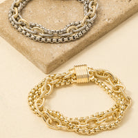 Chains Magnetic Lock Gold Plated Bracelet