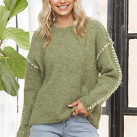The Stitched Sweater - Olive