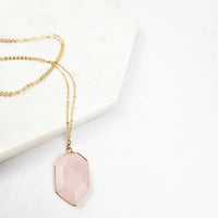Gold Rose Quartz Necklace