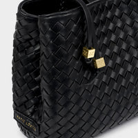 Nova Hand Woven Top Handle Bag - Black
