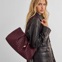 Nova Hand Woven Small Shoulder Tote - Cherry
