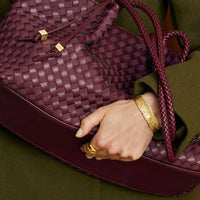 Nova Hand Woven Small Shoulder Tote - Cherry