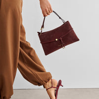 Lori Suedette Crossbody Bag - Cherry
