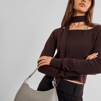 Miley Studded Small Shoulder Bag- Mink
