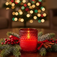Red Beaded LED Glass Candle