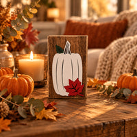 Pumpkin + Leaf Block Sign