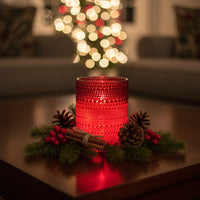 Red Beaded LED Glass Candle