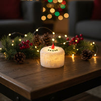 White Snowman LED Pillar Candle