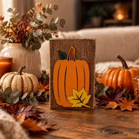 Pumpkin + Leaf Block Sign