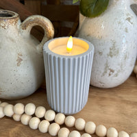 Gray Cement Glow Pillar Candle