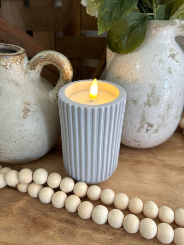 Gray Cement Glow Pillar Candle