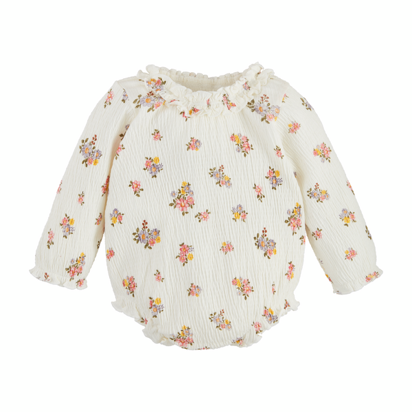 Mud Pie Crinkle Knit Floral Bodysuit