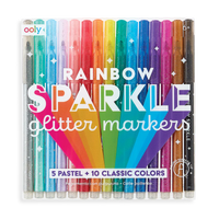 Rainbow Sparkle Glitter Markers - Set of 15