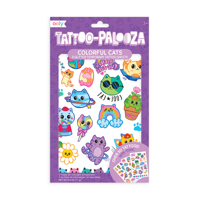 Ooly Tattoo-palooza Temporary Glitter Tattoo: Colorful Cats