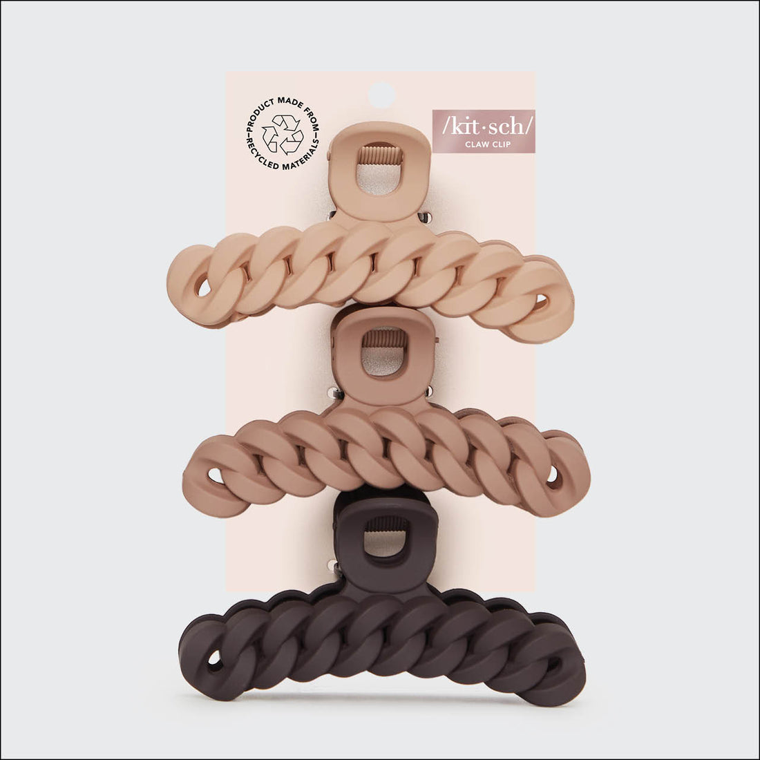 Kitsch Eco-friendly Chain Claw Clip 3pc Set - Neutral