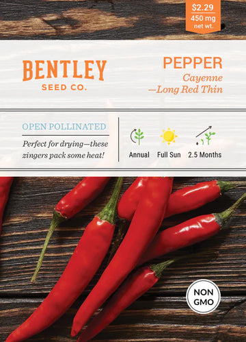 Pepper, Long Red Cayenne Seed Packet (Capsicum)
