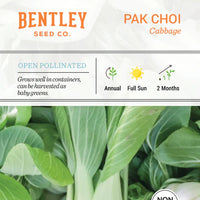 Cabbage, Pak Choi Seed Packet (Brassica oleracea var. capitata)