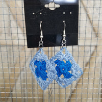 Light & Dark Blue Diamond Crochet Earrings