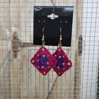 Purple & Berry Diamond Crochet Earrings