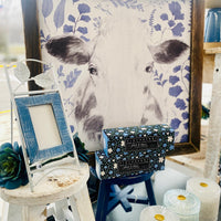 Jan Michaels' Bessie Blues Hanging Sign - Brown Stain Frame