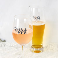 Mr. & Mrs Wine Glass and Pilsner Set