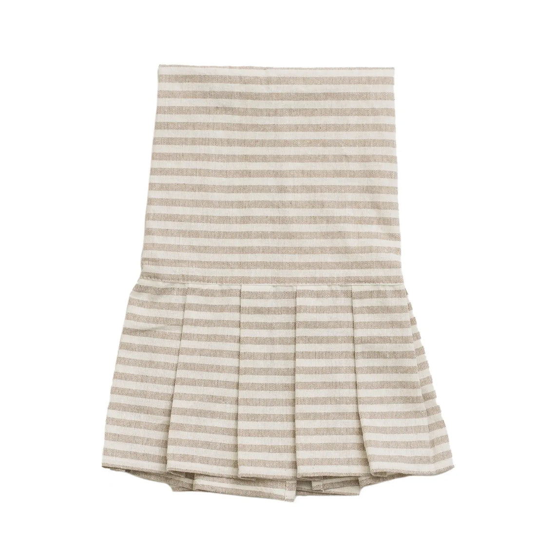Striped Tea Towel with Ruffle - Cream with Tan Stripes