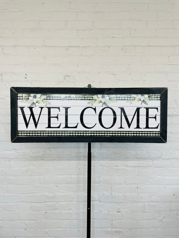 Jan Michaels' Farmhouse Welcome Hanging Sign - Black Wash Frame