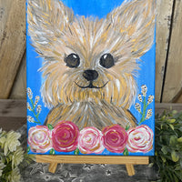 Cheerful Rosey Yorkie Painting