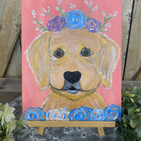 Whimsical Golden Puppy Painting